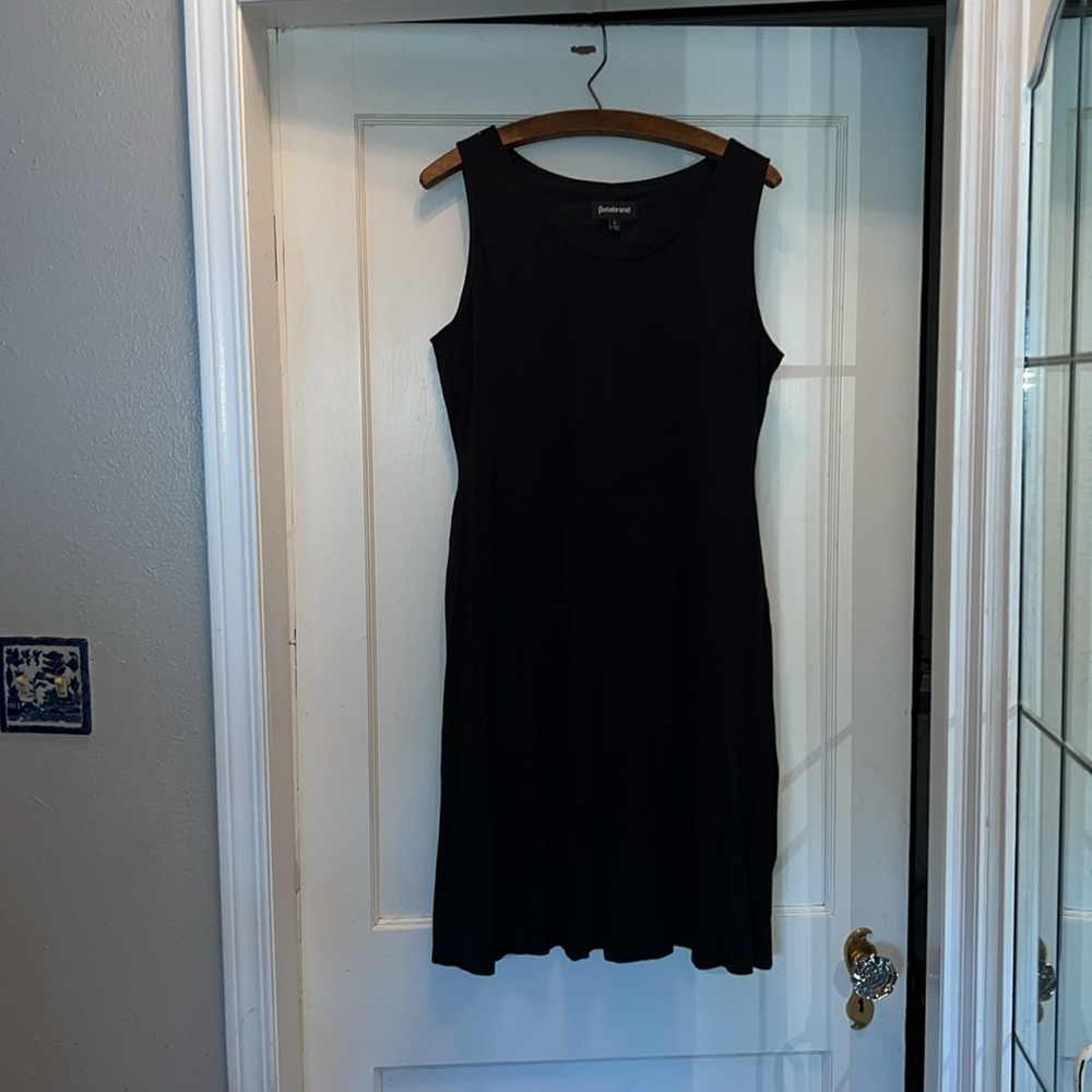 Betabrand black sleeveless dress fitted top Aline bottom large